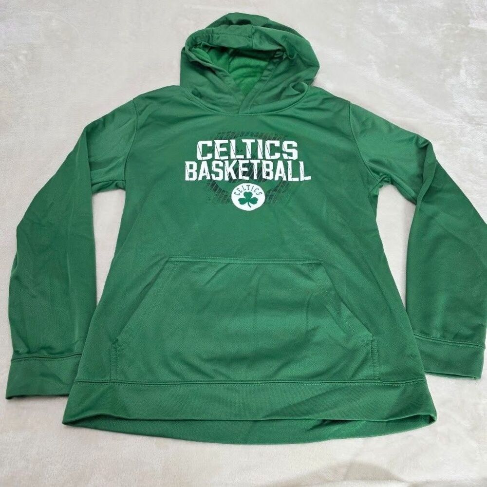 Unbranded Celtics Basketball Green Sweatshirt Youth XL 18/20 Hooded Long Sleeve